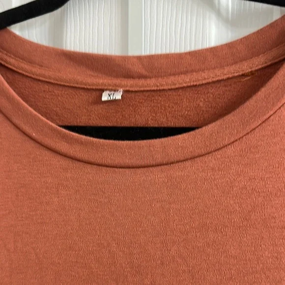 Inherit Rust Orange dress with Cuffed Short Sleeves - Picture 3 of 8